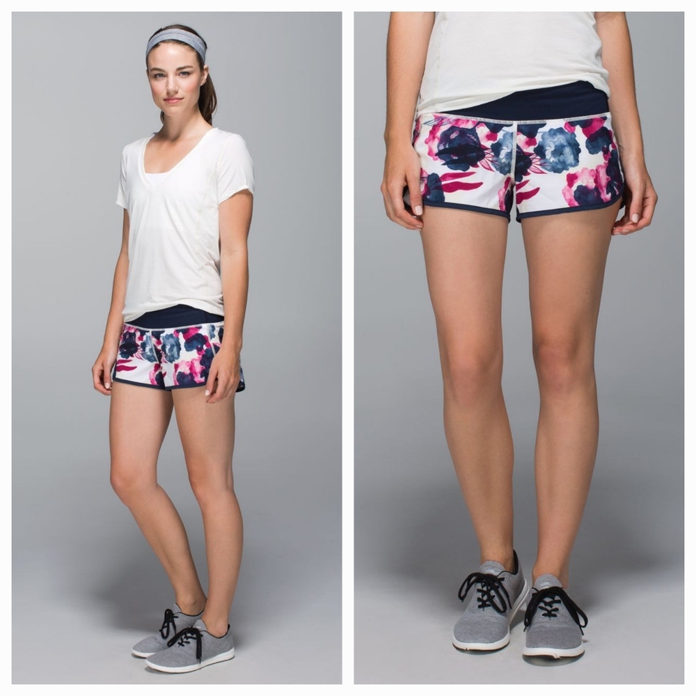 Lululemon Run Speed Short 4-way StretchInky Floral Ghost Inkwell Bumble Berry